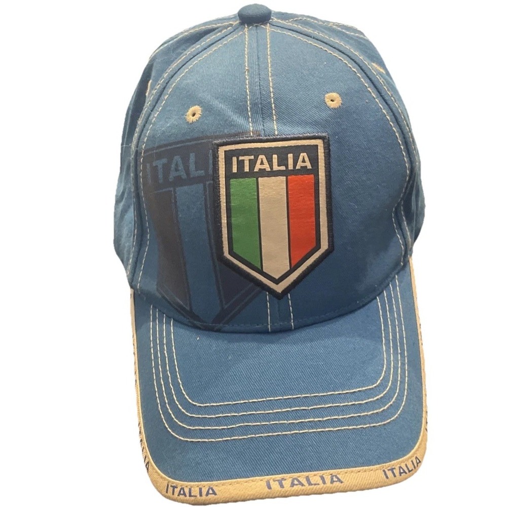Italia Soccer Cap Blue White Adjustable‎